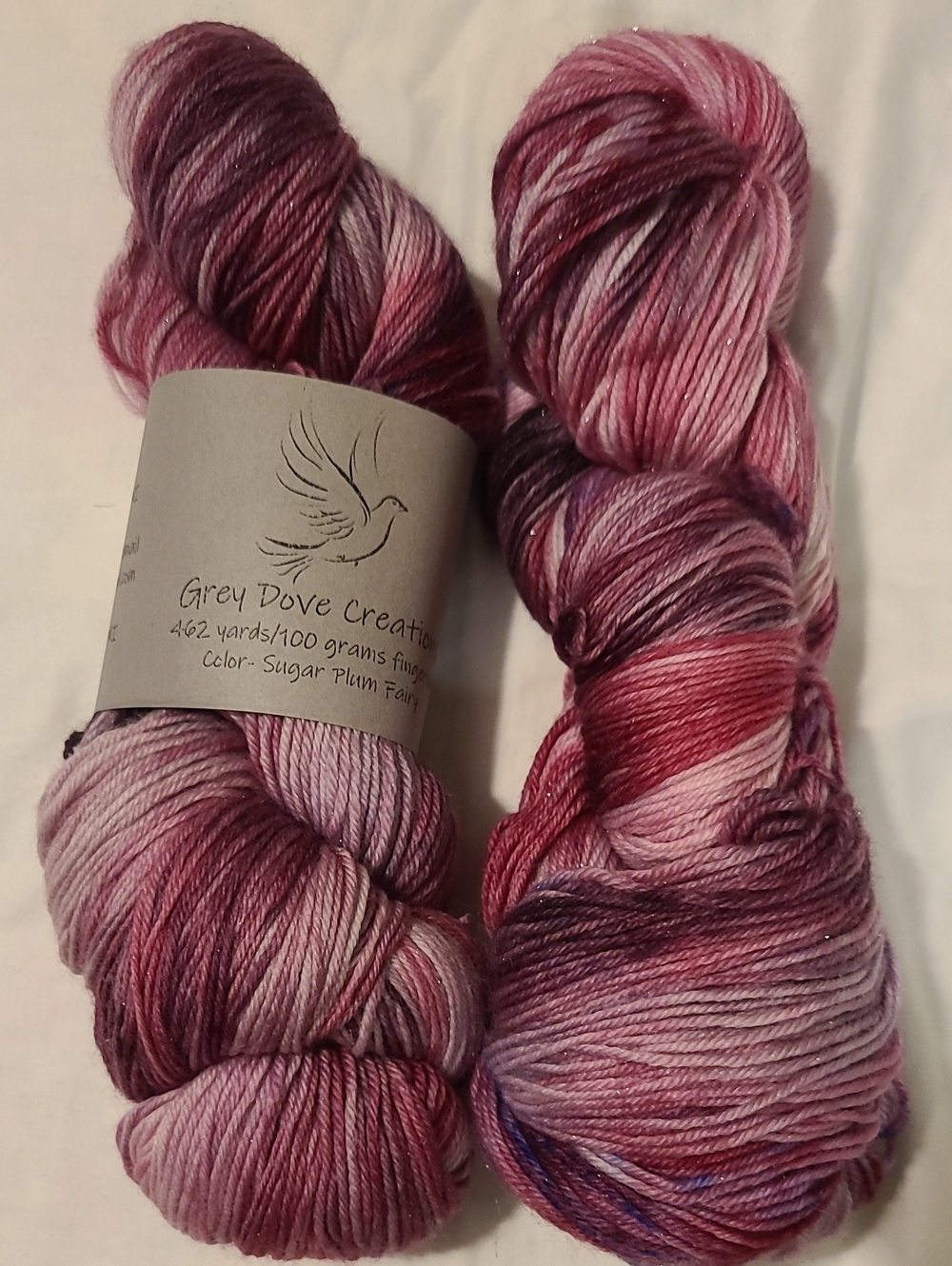 Hand-Dyed Yarn 2 Pk, Colorway Sugar Plum Fairy, By Grey Dove Creations,fingering